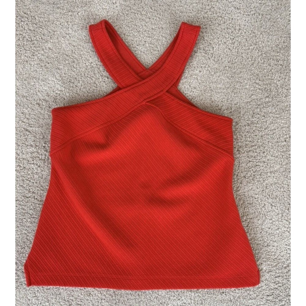 Anthropologie Womens Red Solid Halter Knit Stretch Sleeveless Tank Top - S